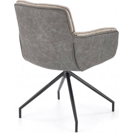 Wygodne i eleganckie Krzesło fotelowe z ekoskóry K523 popielaty/czarny Halmar do salonu i jadalni