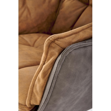 Wygodne i eleganckie Krzesło fotelowe z ekoskóry K523 brązowy/ciemny brąz Halmar do salonu i jadalni