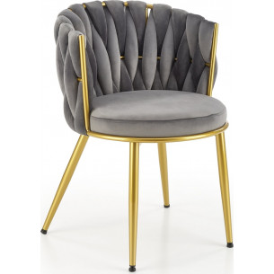 K517 grey velvet chair with gold legs Halmar