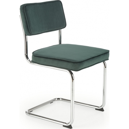 Krzesło welurowe na płozie K510 ciemny zielony Halmar