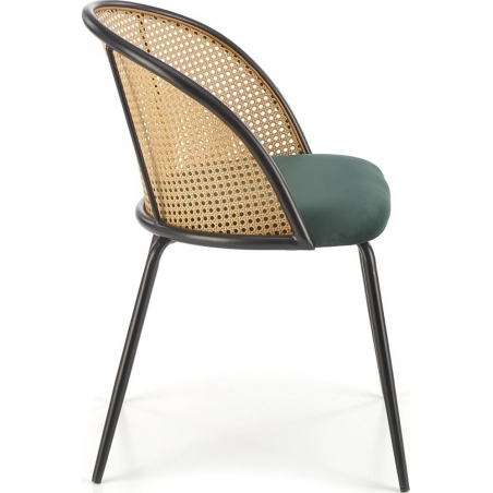 Krzesło rattanowe z welurowym siedziskiem K508 rattan/zielony/czarny Halmar