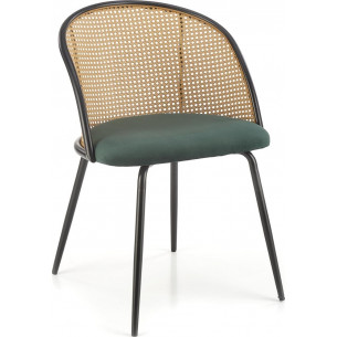 K508 rattan&amp;green&amp;black rattan chair with velvet seat Halmar