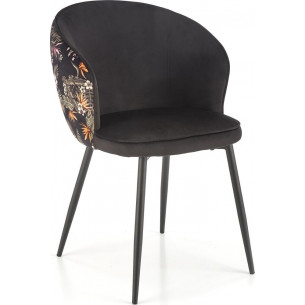 K506 black&amp;flower pattern velvet chair Halmar