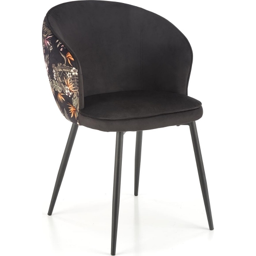 Krzesło welurowe K506 czarny/kwiatowy...