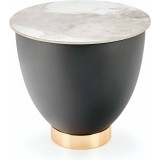 Stolik okrągły glamour Cecilia 48cm biały marmur/popielaty/złoty Halmar