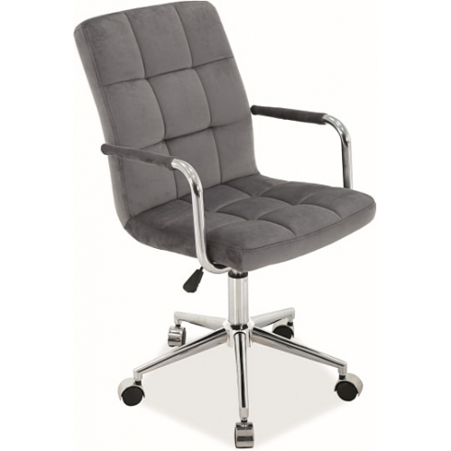 Q022 grey velvet quilted office chair...