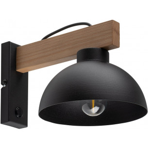 Oslo black&amp;wood scandinavian wall lamp with switch TK Lighting