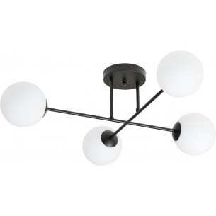 Roma 75cm white&amp;black ceiling lamp with 4 glass spheres Emibig