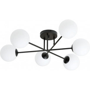 Roma 75cm white&amp;black ceiling lamp with 6 glass spheres Emibig