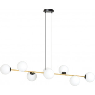 Gravity VIII 140cm white&amp;gold&amp;black long pendant lamp with glass spheres Emibig