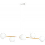 Gravity IV 110cm white&amp;gold long pendant lamp with glass spheres Emibig