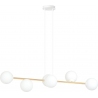 Gravity IV 110cm white&amp;gold long pendant lamp with glass spheres Emibig