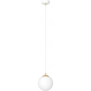 Royal 14cm white&amp;gold glass sphere pendant lamp Emibig