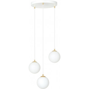 Royal 40cm white&amp;gold 3 glass globes pendant lamp Emibig