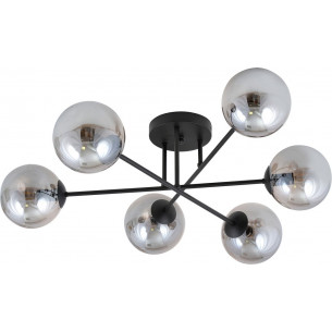 Roma 75cm white&amp;graphite ceiling lamp with 6 glass spheres Emibig