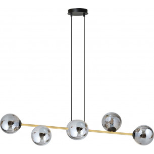 Gravity IV 110cm graphite&amp;gold&amp;black long pendant lamp with glass spheres Emibig