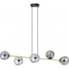 Gravity IV 110cm graphite&amp;gold&amp;black long pendant lamp with glass spheres Emibig