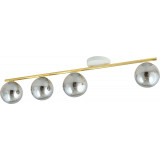 Monza IV 100cm graphite&amp;gold&amp;white modern ceiling lamp with glass spheres Emibig