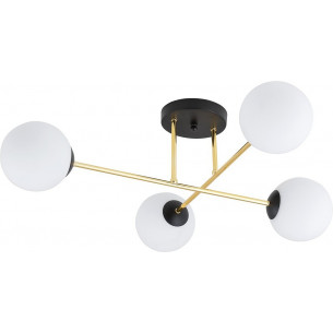 Magnum 55cm white&amp;gold&amp;black glamour ceiling lamp with 4 glass spheres Emibig