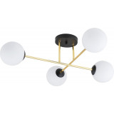 Magnum 55cm white&amp;gold&amp;black glamour ceiling lamp with 4 glass spheres Emibig