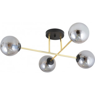 Magnum 55cm graphite&amp;gold&amp;black glamour ceiling lamp 4 glass spheres Emibig