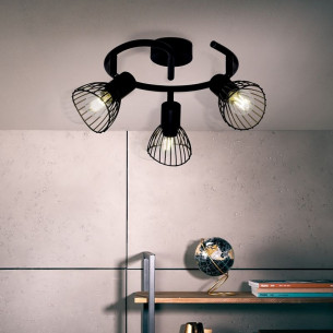 Stylowy Plafon druciany potrójny Elhi III Czarny Brilliant do salonu i sypialni. 2