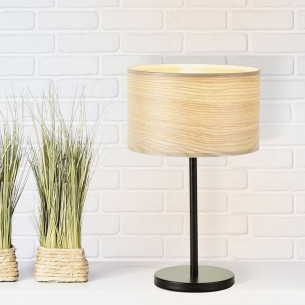 Romm light wood&black table lamp with shade Brilliant