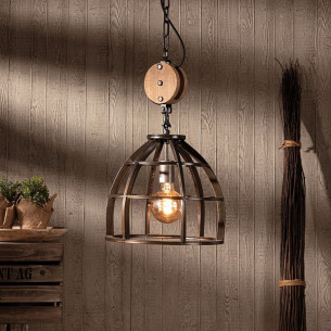 Matrix II 34cm antique black industrial pendant lamp with chain Brilliant