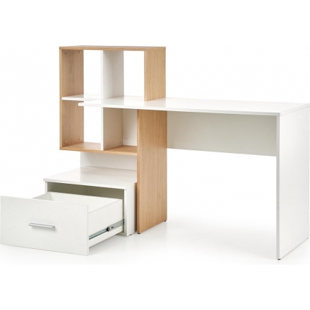 Grosso 149 white&amp;gold oak shelving unit scandinavian desk Halmar