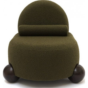 Object076 olive green boucle designer upholstered armchair NG Design