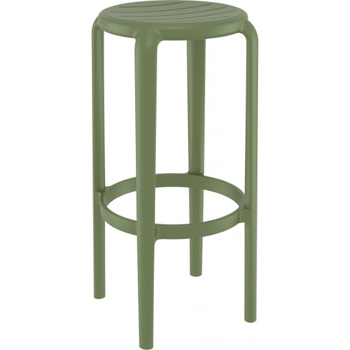 Tom Bar 75cm olive plastic bar stool Siesta