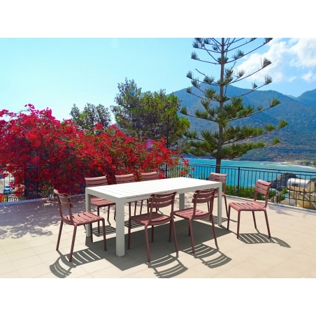 Krzesło plastikowe ogrodowe Helen różowo-czerwone Siesta na taras i balkon