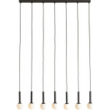 Riu VII 100cm white-black pendant lamp with glass spheres on rail Aldex