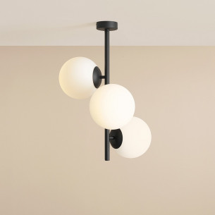 Fin 46cm white&amp;black ceiling lamp with 3 glass spheres Aldex