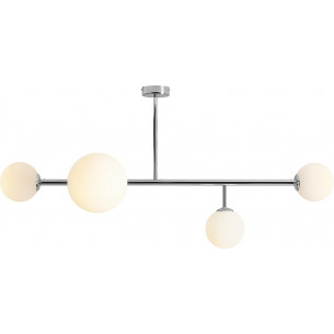 Dione IV 117cm white&amp;chrome ceiling lamp with glass spheres Aldex