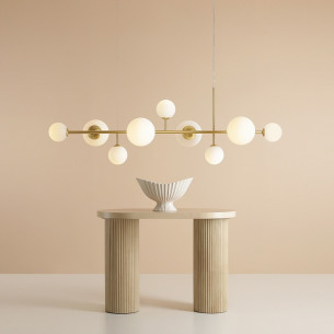 Dione IX 168cm white&amp;brass glass balls pendant lamp Aldex