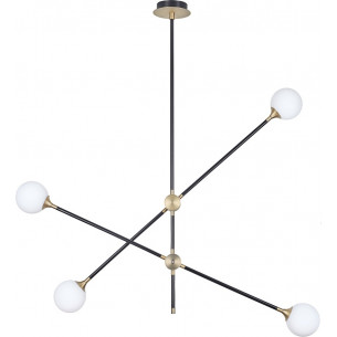 Spillo IV 92cm white&amp;black ceiling lamp with glass spheres Step Into Design