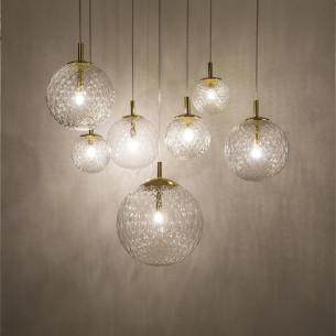 Lampa wisząca dekoracyjna szklane kule Cadix VII 200cm przeźroczysty/złoty TK Lighting