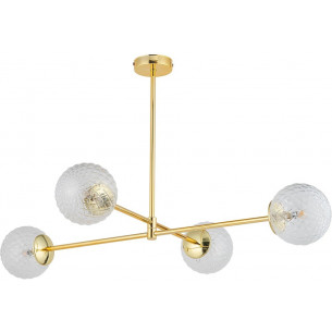 Cadix High 73cm transparent&amp;gold ceiling lamp with 4 glass spheres TK Lighting