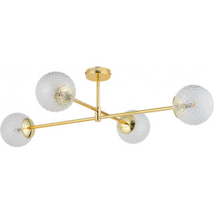 Cadix IV 73cm transparent&amp;gold ceiling lamp with 4 glass spheres TK Lighting