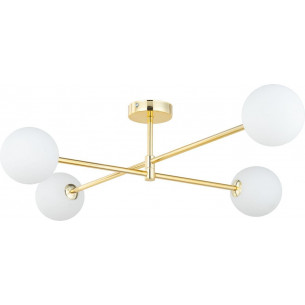 Sarius IV 90cm white&amp;gold glamour ceiling lamp with glass spheres TK Lighting