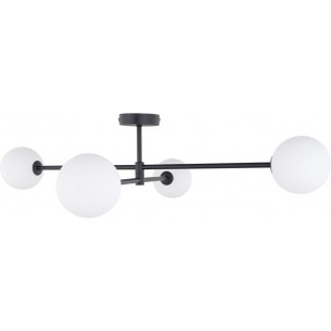 Sarius IV 90cm white&amp;black ceiling lamp with glass spheres TK Lighting