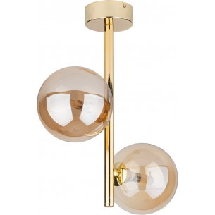 Estera 27cm amber&amp;gold glamour ceiling lamp with 2 glass spheres TK Lighting