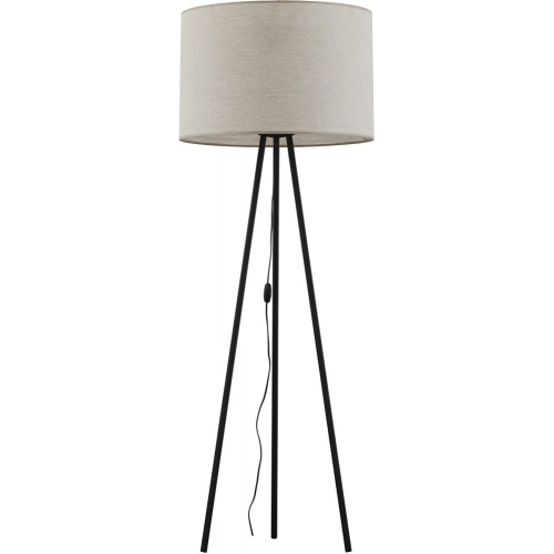Stylowa Lampa podłogowa trójnóg z abażurem Winston szaro-beżowa TK Lighting do salonu i sypialni