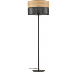 Nicol black openwork floor lamp with wood TK Lighting