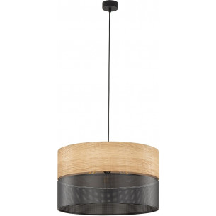 Nicol 50cm black openwork pendant lamp with wood TK Lighting