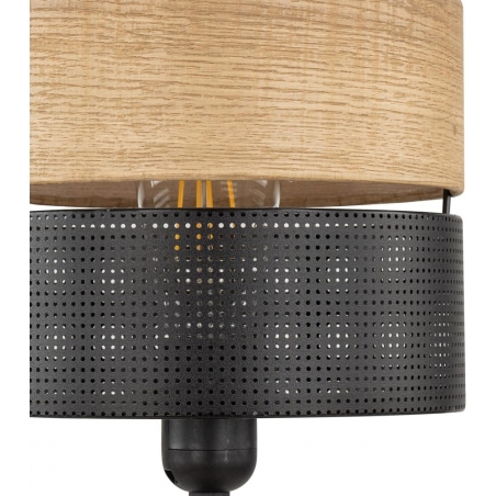 Lampa na stolik nocny loft Nicol czarny/drewno TK Lighting