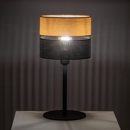 Lampa na stolik nocny loft Nicol czarny/drewno TK Lighting