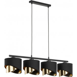 Grant 95cm black&amp;gold glamour pendant lamp with 4 shades TK Lighting