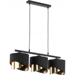 Grant 70cm black&amp;gold glamour pendant lamp with 3 shades TK Lighting